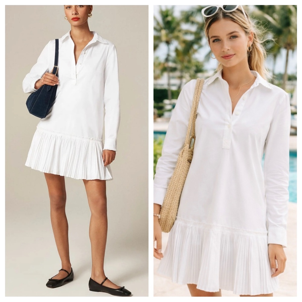 New! J. Crew Amelia Long Sleeve Cotton Poplin Shirt Dress White 25206 - Picture 1 of 16